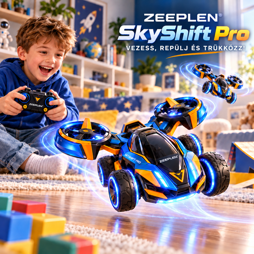 🚗✨ ZEEPLEN® TurboFly Pro Multifunkciós Kaszkadőr Autó Játék – Interaktív Távirányítós Repülő Autó 360°-os Forgással, Átalakítható Kialakítással, LED Fényekkel, Nagysebességű Versenyzéssel és Kalandos Játékélménnyel Gyermekeknek 🌟