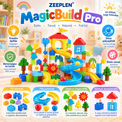 🧸✨ ZEEPLEN® MagicBuild Pro Interaktív Gyermekjáték Szett – Prémium Fejlesztő Építőjáték Színes Kreatív Építőelemekkel, Kézügyességet Fejlesztő Játékkal, Képzeletet Ösztönző Élményekkel, Tartós Gyermekbarát Kialakítással Fiúknak és Lányoknak 🌟