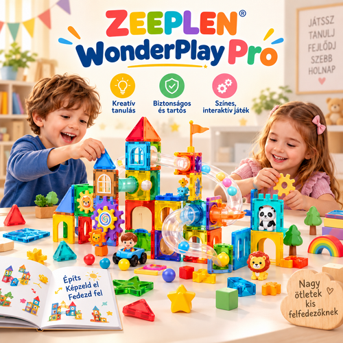 🧸✨ ZEEPLEN® WonderPlay Pro Interaktív Gyermekjáték Szett – Prémium Fejlesztő Játék Kreatív Építéssel, Színes Tevékenységekkel, Képzeletbeli Játékkal, Tartós Kialakítással és Vidám Tanulási Élményekkel Fiúknak és Lányoknak 🌟