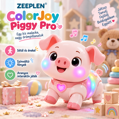 🧸✨ ZEEPLEN® ColorJoy Piggy Pro Interaktív Sétáló Malac Játék – Aranyos Éneklő és Színváltós Okos Kisállat Játék Táncoló Mozgással, Hangeffektekkel, LED Fénykijelzővel, Interaktív Játékelemekkel és Vidám Tanulási Társsal Kisgyermekeknek és Gyerekeknek 🌟