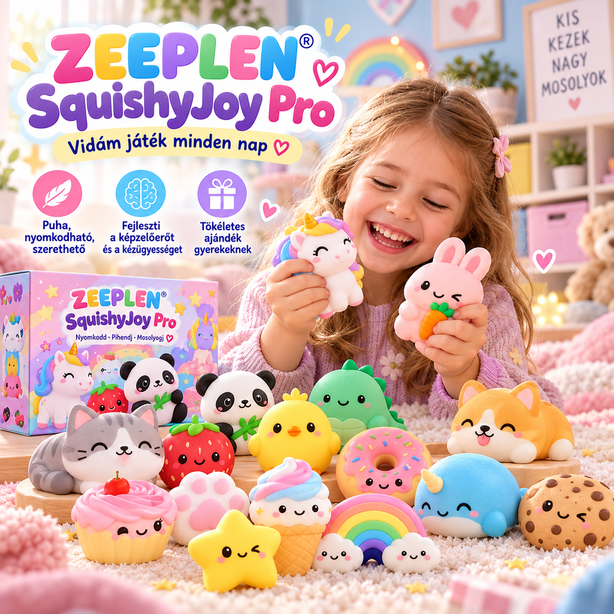 🧸✨ ZEEPLEN® SquishyJoy Pro Érzékszervi Játékkészlet – Puha Többformás Nyomkodós Játékok Aranyos Figurákkal, Kreatív Szenzoros Szórakozás és Vidám Kézműves Játék Gyerekeknek 🌟