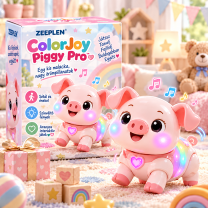 🧸✨ ZEEPLEN® ColorJoy Piggy Pro Interaktív Sétáló Malac Játék – Aranyos Éneklő és Színváltós Okos Kisállat Játék Táncoló Mozgással, Hangeffektekkel, LED Fénykijelzővel, Interaktív Játékelemekkel és Vidám Tanulási Társsal Kisgyermekeknek és Gyerekeknek 🌟