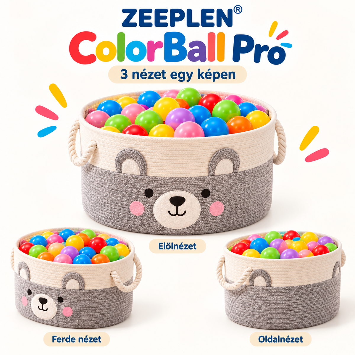 🧸✨ ZEEPLEN® ColorBall Pro Színes Labdajáték Kosárral – Vidám Interaktív Gyermekjáték Puha Golyókkal, Kreatív Mozgásfejlesztő Tevékenység, Biztonságos Anyagból Készült Beltéri Játék Kisgyermekeknek 🌈