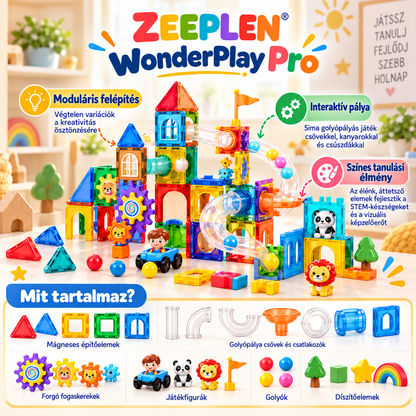 🧸✨ ZEEPLEN® WonderPlay Pro Interaktív Gyermekjáték Szett – Prémium Fejlesztő Játék Kreatív Építéssel, Színes Tevékenységekkel, Képzeletbeli Játékkal, Tartós Kialakítással és Vidám Tanulási Élményekkel Fiúknak és Lányoknak 🌟