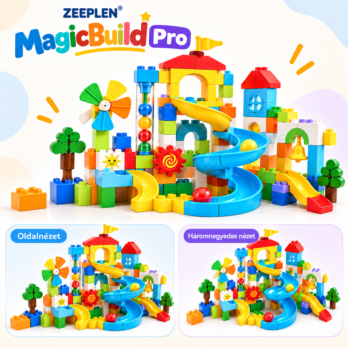 🧸✨ ZEEPLEN® MagicBuild Pro Interaktív Gyermekjáték Szett – Prémium Fejlesztő Építőjáték Színes Kreatív Építőelemekkel, Kézügyességet Fejlesztő Játékkal, Képzeletet Ösztönző Élményekkel, Tartós Gyermekbarát Kialakítással Fiúknak és Lányoknak 🌟