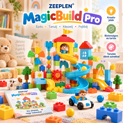 🧸✨ ZEEPLEN® MagicBuild Pro Interaktív Gyermekjáték Szett – Prémium Fejlesztő Építőjáték Színes Kreatív Építőelemekkel, Kézügyességet Fejlesztő Játékkal, Képzeletet Ösztönző Élményekkel, Tartós Gyermekbarát Kialakítással Fiúknak és Lányoknak 🌟