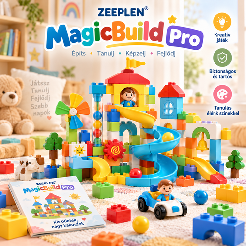 🧸✨ ZEEPLEN® MagicBuild Pro Interaktív Gyermekjáték Szett – Prémium Fejlesztő Építőjáték Színes Kreatív Építőelemekkel, Kézügyességet Fejlesztő Játékkal, Képzeletet Ösztönző Élményekkel, Tartós Gyermekbarát Kialakítással Fiúknak és Lányoknak 🌟