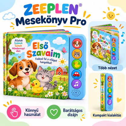 🧸✨ ZEEPLEN® Mesekönyv Pro Interaktív Hangos Tanulókönyv – Vidám Oktató Játék Gyerekeknek, Hanghatásokkal, Szókincsfejlesztéssel, Kreatív Tanulással és Képességfejlesztő Tevékenységekkel 🌟