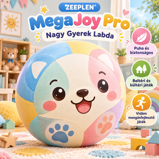 🧸✨ ZEEPLEN® MegaJoy Pro Nagy Gyerek Labda – Aranyos Puha Játszólabda Élénk Színekkel, Biztonságos Anyagból Készült Nagyméretű Ugráló Labda Beltéri és Kültéri Játékhoz, Kreatív Mozgásfejlesztő Szórakozás Gyerekeknek 🌟