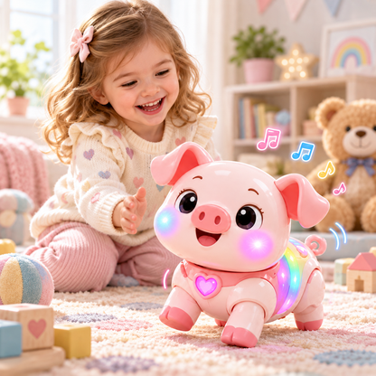 🧸✨ ZEEPLEN® ColorJoy Piggy Pro Interaktív Sétáló Malac Játék – Aranyos Éneklő és Színváltós Okos Kisállat Játék Táncoló Mozgással, Hangeffektekkel, LED Fénykijelzővel, Interaktív Játékelemekkel és Vidám Tanulási Társsal Kisgyermekeknek és Gyerekeknek 🌟
