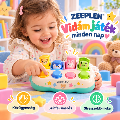 🧸✨ ZEEPLEN® PopUpJoy Pro Push Button Sensory Toy – Interactive Handheld Fidget Toy with Press Buttons, Pop-Up Pillar Reaction Game, Stress Relief Play, Fine Motor Skill Training & Fun Sensory Activity for Kids 🌟