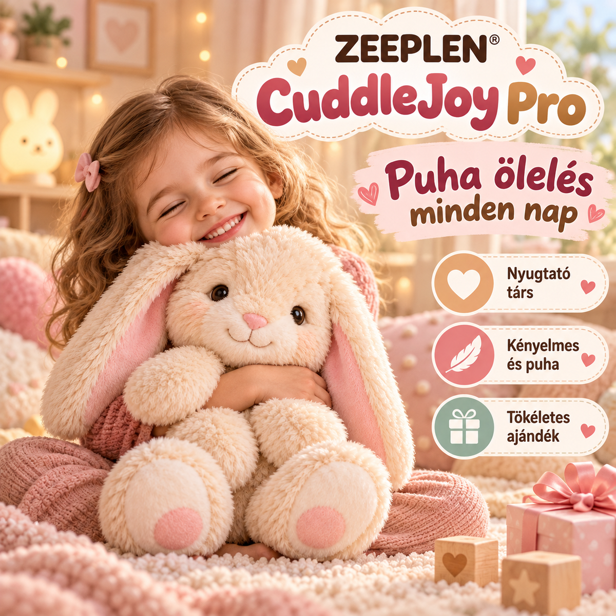 🧸✨ ZEEPLEN® CuddleJoy Pro Puha Plüss Állatka – Aranyos Interaktív Szőrös Játék Gyerekeknek, Ölelhető Babalapító Barát, Nyugtató Szenzoros Élmény, Kreatív Szerepjáték és Vidám Mindennapi Szórakozás 🌟