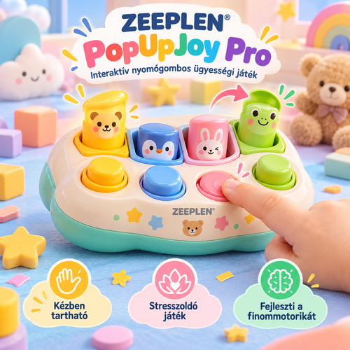 🧸✨ ZEEPLEN® PopUpJoy Pro Push Button Sensory Toy – Interactive Handheld Fidget Toy with Press Buttons, Pop-Up Pillar Reaction Game, Stress Relief Play, Fine Motor Skill Training & Fun Sensory Activity for Kids 🌟