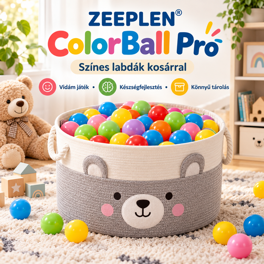 🧸✨ ZEEPLEN® ColorBall Pro Színes Labdajáték Kosárral – Vidám Interaktív Gyermekjáték Puha Golyókkal, Kreatív Mozgásfejlesztő Tevékenység, Biztonságos Anyagból Készült Beltéri Játék Kisgyermekeknek 🌈