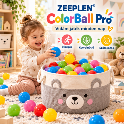 🧸✨ ZEEPLEN® ColorBall Pro Színes Labdajáték Kosárral – Vidám Interaktív Gyermekjáték Puha Golyókkal, Kreatív Mozgásfejlesztő Tevékenység, Biztonságos Anyagból Készült Beltéri Játék Kisgyermekeknek 🌈
