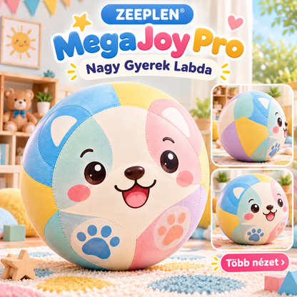🧸✨ ZEEPLEN® MegaJoy Pro Nagy Gyerek Labda – Aranyos Puha Játszólabda Élénk Színekkel, Biztonságos Anyagból Készült Nagyméretű Ugráló Labda Beltéri és Kültéri Játékhoz, Kreatív Mozgásfejlesztő Szórakozás Gyerekeknek 🌟